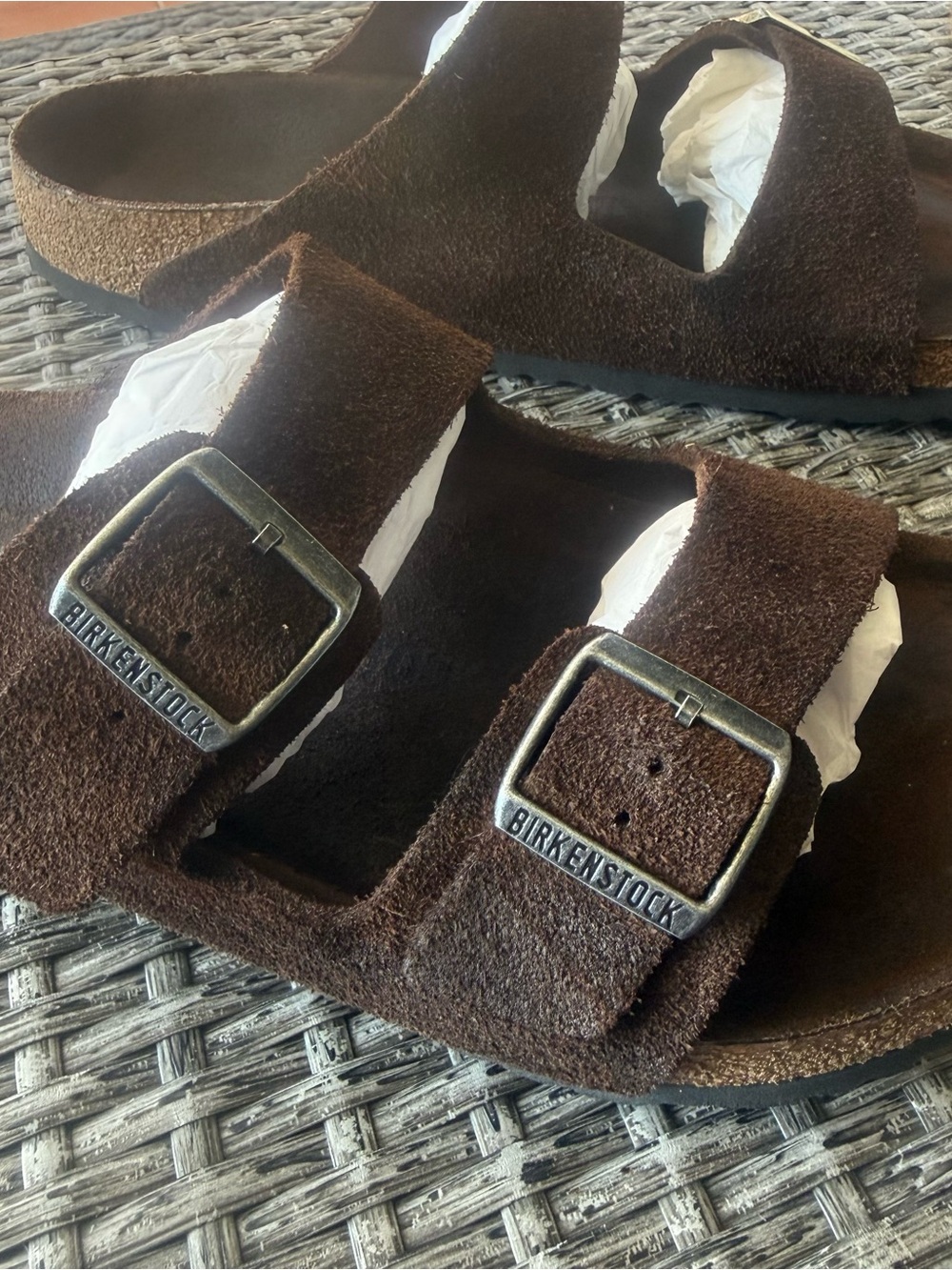 Birkenstock Arizona Suede Double Buckle Sandal - Brown (Men) - Picture 5 of 8